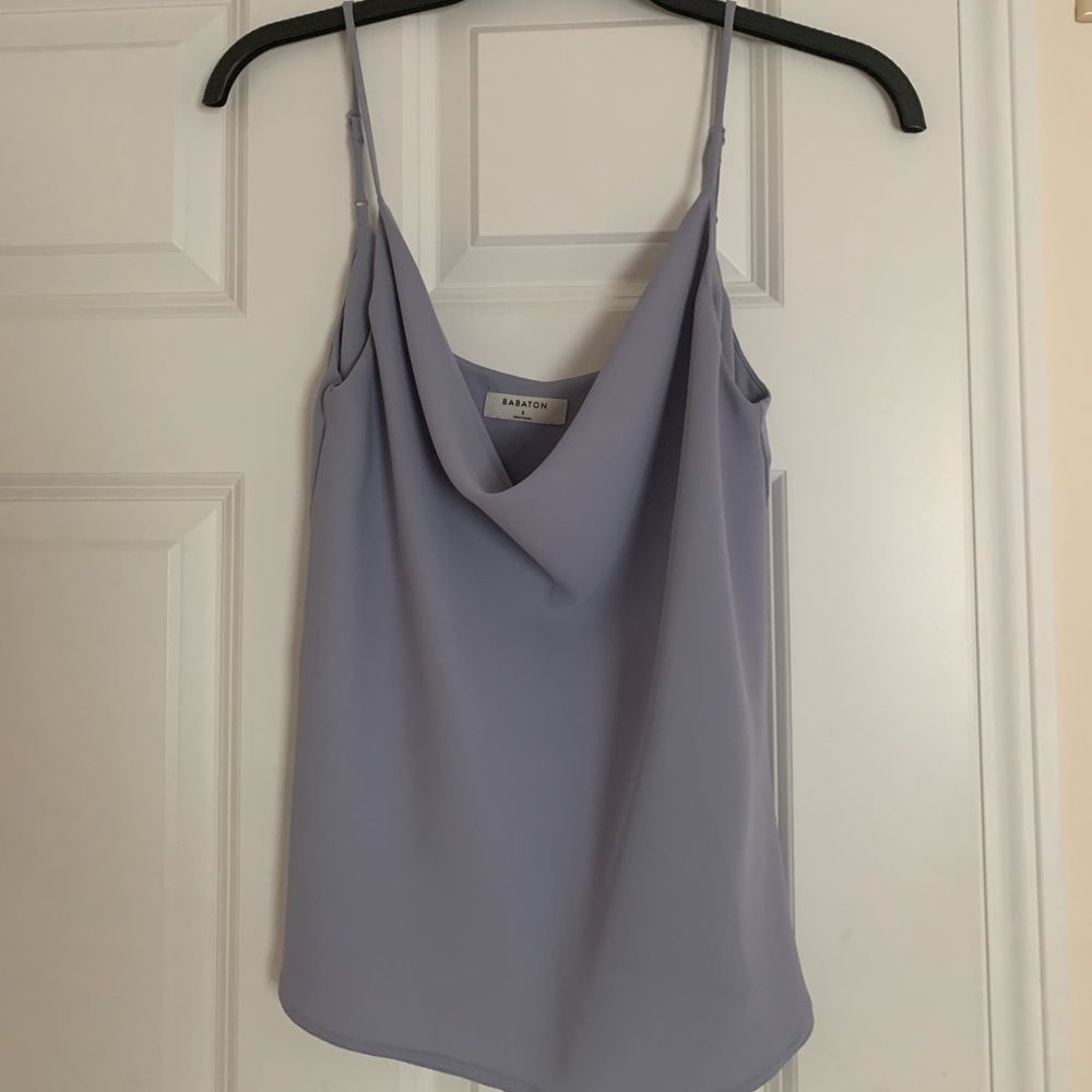 Aritzia Babaton Blue Cowlneck Tank